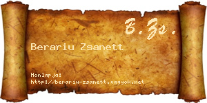 Berariu Zsanett névjegykártya